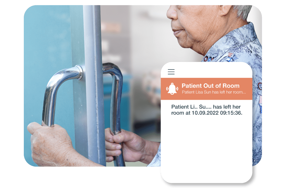 Ensure that patients are in their safe zone Set up zones for patients with a risk of falling or those with Alzheimer's disease, and track them via hospital RTLS. Receive instant alarms if patients attempt to leave their pre-designated safe zone and prevent potentially dangerous situations like patient falls.
